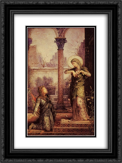 The Poet and the Saint 18x24 Black Ornate Wood Framed Art Print Poster with Double Matting by Moreau, Gustave