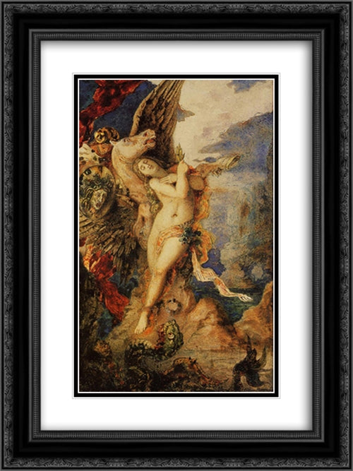 Perseus and Andromeda 18x24 Black Ornate Wood Framed Art Print Poster with Double Matting by Moreau, Gustave