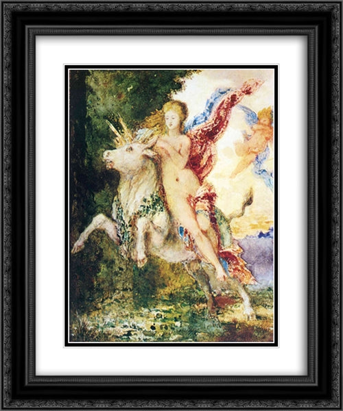 The Abduction of Europa 20x24 Black Ornate Wood Framed Art Print Poster with Double Matting by Moreau, Gustave