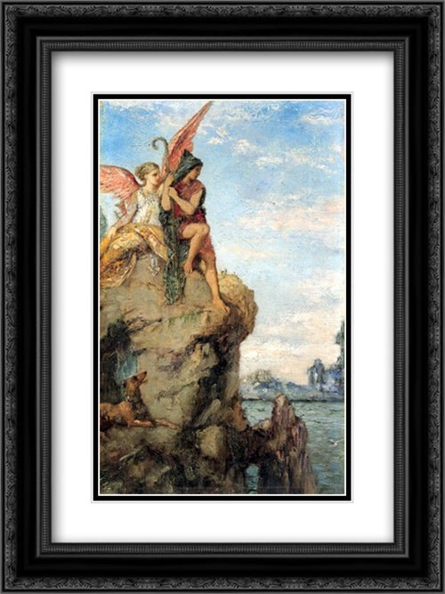 Hesiod and the Muse 18x24 Black Ornate Wood Framed Art Print Poster with Double Matting by Moreau, Gustave