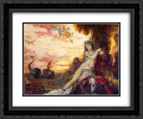 Perseus and Andromeda 24x20 Black Ornate Wood Framed Art Print Poster with Double Matting by Moreau, Gustave