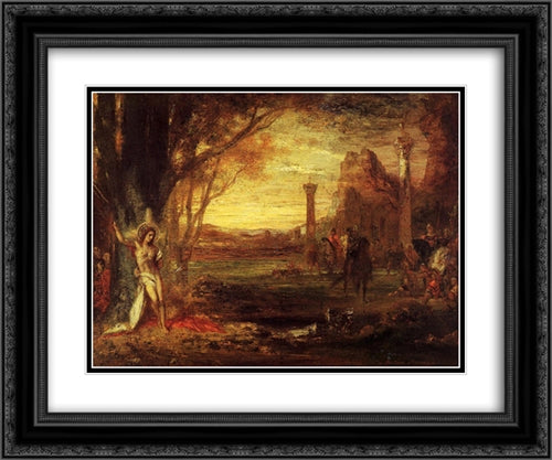 Saint Sebastian and His Executioners 24x20 Black Ornate Wood Framed Art Print Poster with Double Matting by Moreau, Gustave