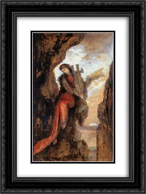 Sappho on the Cliff 18x24 Black Ornate Wood Framed Art Print Poster with Double Matting by Moreau, Gustave