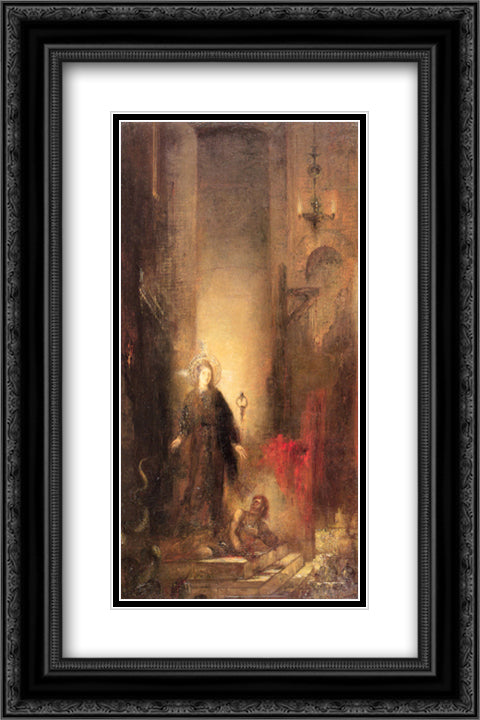 Saint Margaret 16x24 Black Ornate Wood Framed Art Print Poster with Double Matting by Moreau, Gustave