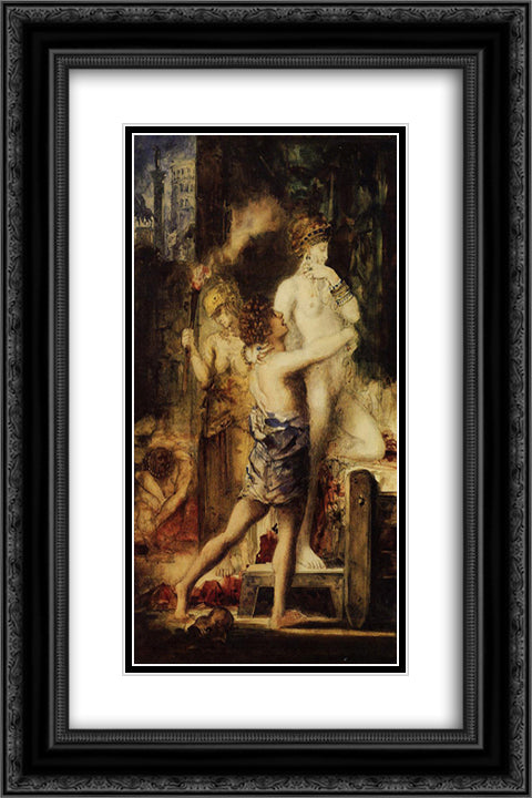 The Execution of Messalina 16x24 Black Ornate Wood Framed Art Print Poster with Double Matting by Moreau, Gustave