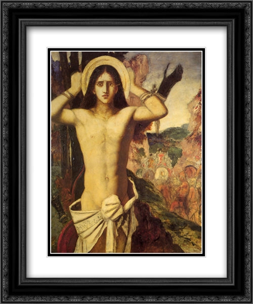 Saint Sebastian 20x24 Black Ornate Wood Framed Art Print Poster with Double Matting by Moreau, Gustave