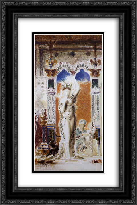 Salome (Entering the Banquet Room) 16x24 Black Ornate Wood Framed Art Print Poster with Double Matting by Moreau, Gustave