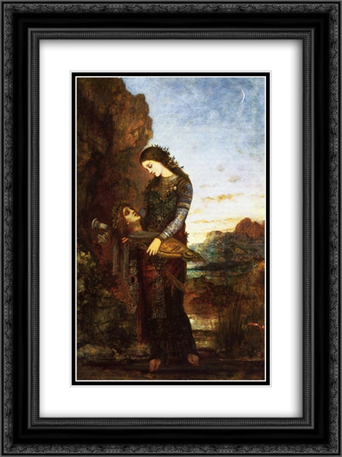 Young Thracian Woman Carrying the Head of Orpheus 18x24 Black Ornate Wood Framed Art Print Poster with Double Matting by Moreau, Gustave