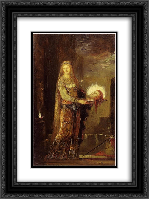 Salome Carrying the Head of John the Baptist on a Platter 18x24 Black Ornate Wood Framed Art Print Poster with Double Matting by Moreau, Gustave