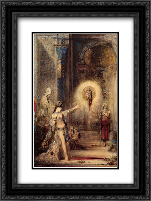 The Apparition 18x24 Black Ornate Wood Framed Art Print Poster with Double Matting by Moreau, Gustave