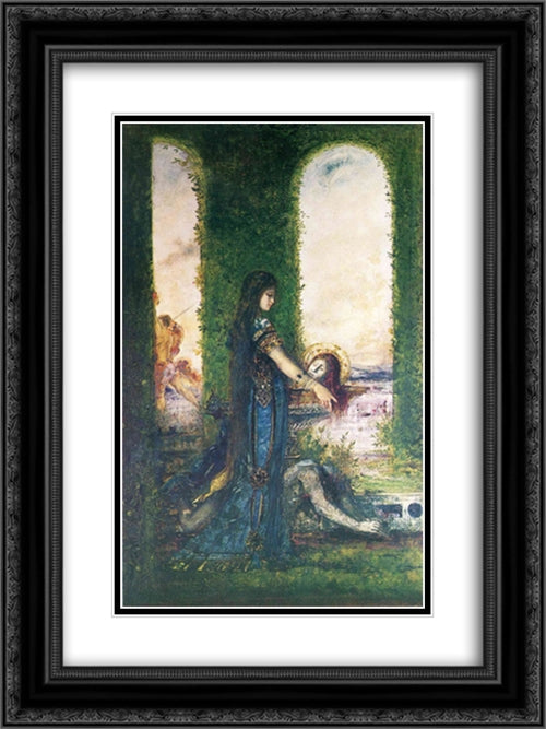 Salome in the Garden 18x24 Black Ornate Wood Framed Art Print Poster with Double Matting by Moreau, Gustave