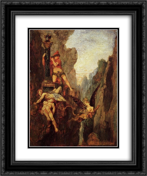 The Sphinx Defeated 20x24 Black Ornate Wood Framed Art Print Poster with Double Matting by Moreau, Gustave