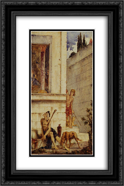 The Wicked Rich and the Poor Lazarus 16x24 Black Ornate Wood Framed Art Print Poster with Double Matting by Moreau, Gustave