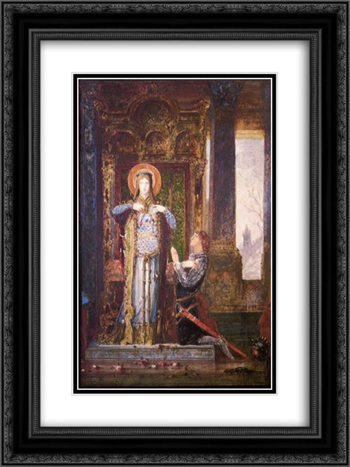 St. Elisabeth of Hungary (The Miracle of the Roses) 18x24 Black Ornate Wood Framed Art Print Poster with Double Matting by Moreau, Gustave