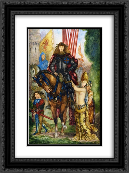 Rea and Captives 18x24 Black Ornate Wood Framed Art Print Poster with Double Matting by Moreau, Gustave