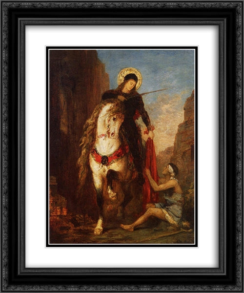 Saint Martin 20x24 Black Ornate Wood Framed Art Print Poster with Double Matting by Moreau, Gustave