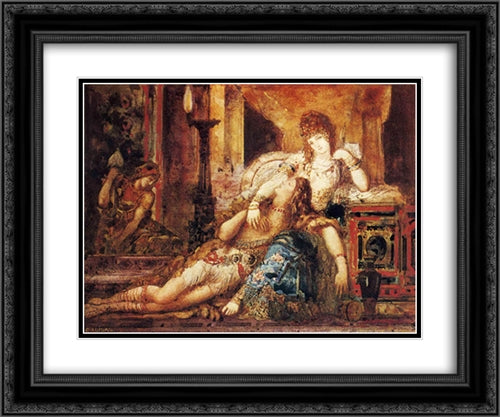 Samson and Delilah 24x20 Black Ornate Wood Framed Art Print Poster with Double Matting by Moreau, Gustave