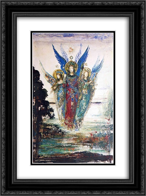 Voices of Evening 18x24 Black Ornate Wood Framed Art Print Poster with Double Matting by Moreau, Gustave