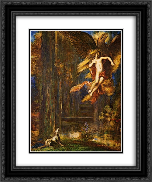 The Raising of Ganymede 20x24 Black Ornate Wood Framed Art Print Poster with Double Matting by Moreau, Gustave