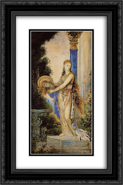 Salome with Column 16x24 Black Ornate Wood Framed Art Print Poster with Double Matting by Moreau, Gustave