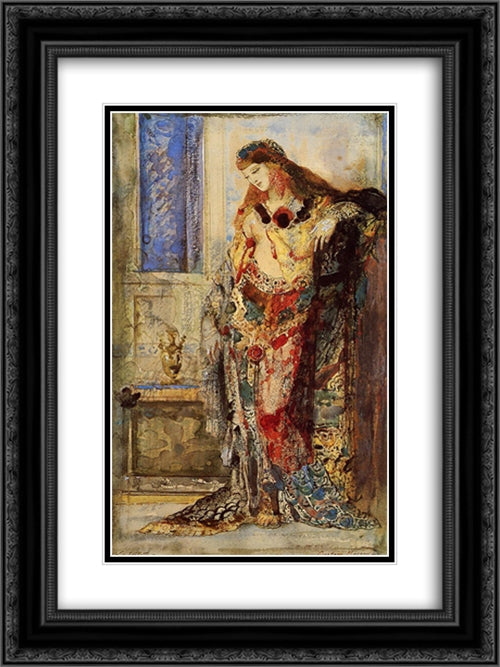 The Toilet 18x24 Black Ornate Wood Framed Art Print Poster with Double Matting by Moreau, Gustave