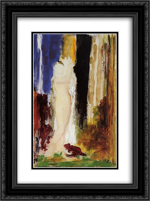 Woman Bathing 18x24 Black Ornate Wood Framed Art Print Poster with Double Matting by Moreau, Gustave