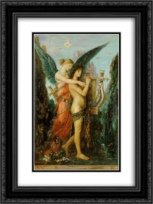 Hesiod and the Muse 18x24 Black Ornate Wood Framed Art Print Poster with Double Matting by Moreau, Gustave