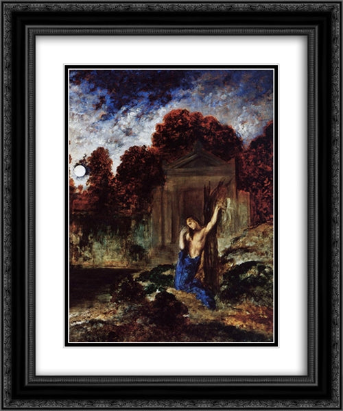 Orpheus at the Tomb of Eurydice 20x24 Black Ornate Wood Framed Art Print Poster with Double Matting by Moreau, Gustave