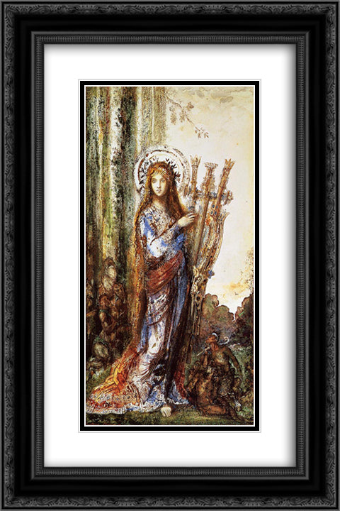 Satyrs 16x24 Black Ornate Wood Framed Art Print Poster with Double Matting by Moreau, Gustave