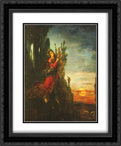 Sappho 20x24 Black Ornate Wood Framed Art Print Poster with Double Matting by Moreau, Gustave