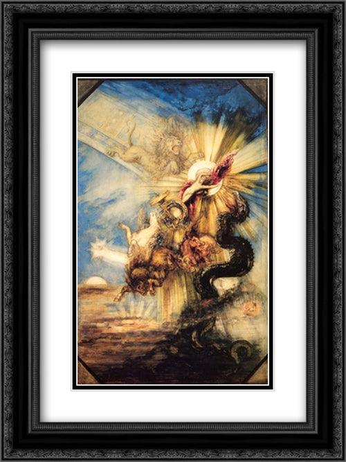 Phaethon 18x24 Black Ornate Wood Framed Art Print Poster with Double Matting by Moreau, Gustave