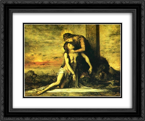 Pieta 24x20 Black Ornate Wood Framed Art Print Poster with Double Matting by Moreau, Gustave