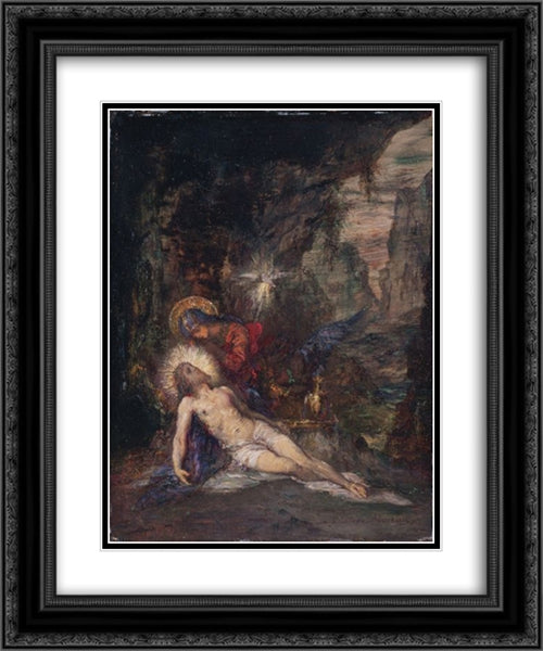 Pieta 20x24 Black Ornate Wood Framed Art Print Poster with Double Matting by Moreau, Gustave