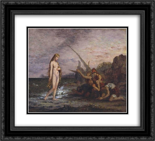 The Birth of Venus 22x20 Black Ornate Wood Framed Art Print Poster with Double Matting by Moreau, Gustave