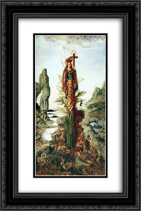 The Mystic Flower 16x24 Black Ornate Wood Framed Art Print Poster with Double Matting by Moreau, Gustave