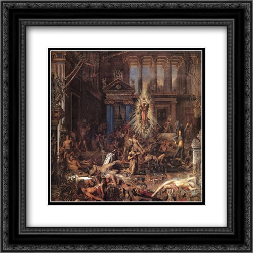 The Suitors 20x20 Black Ornate Wood Framed Art Print Poster with Double Matting by Moreau, Gustave