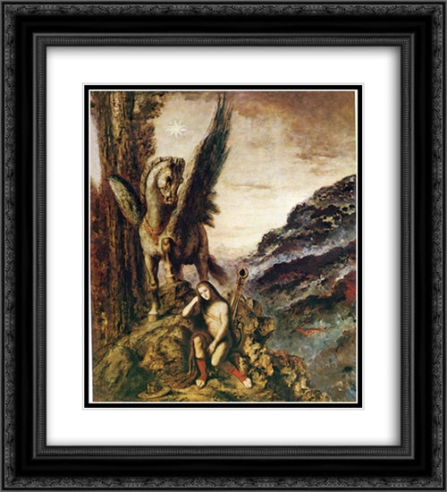 The Young Poet 20x22 Black Ornate Wood Framed Art Print Poster with Double Matting by Moreau, Gustave