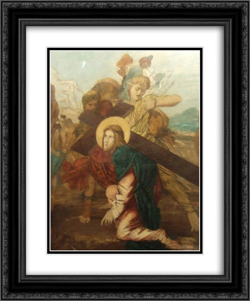 Third Station of the Cross 20x24 Black Ornate Wood Framed Art Print Poster with Double Matting by Moreau, Gustave