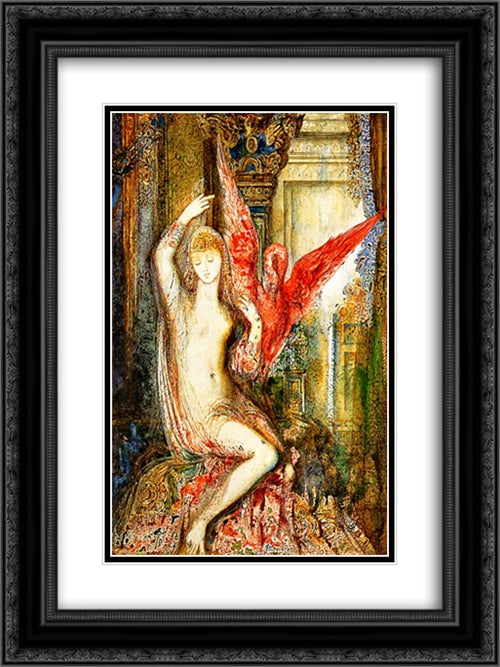 Women ibis pink 18x24 Black Ornate Wood Framed Art Print Poster with Double Matting by Moreau, Gustave