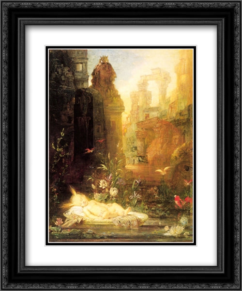 Young Moses 20x24 Black Ornate Wood Framed Art Print Poster with Double Matting by Moreau, Gustave