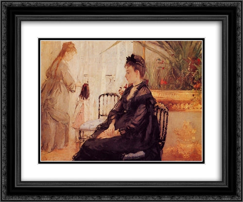 Interior 24x20 Black Ornate Wood Framed Art Print Poster with Double Matting by Morisot, Berthe