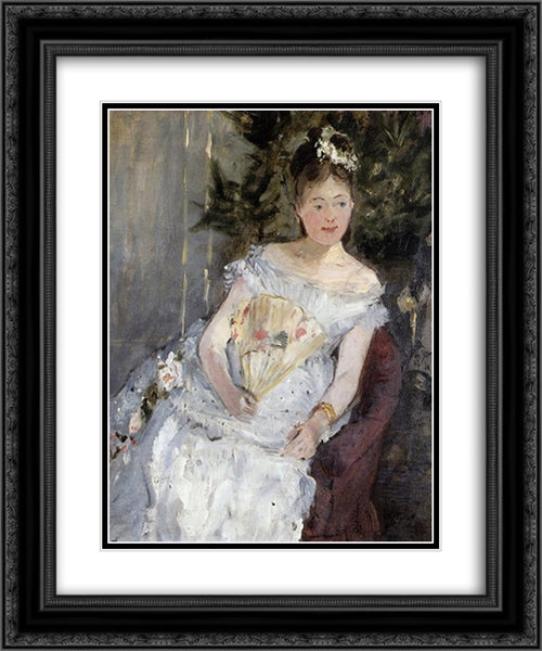 Portrait of Marguerite Carre (also known as Young Girl in a Ball Gown) 20x24 Black Ornate Wood Framed Art Print Poster with Double Matting by Morisot, Berthe