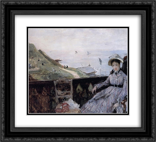 On the Terrace 22x20 Black Ornate Wood Framed Art Print Poster with Double Matting by Morisot, Berthe