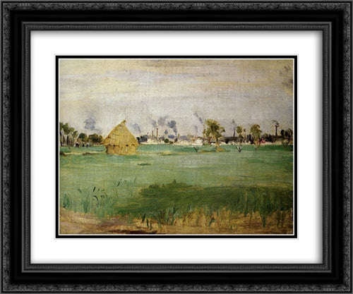 Landscape at Gennevilliers 24x20 Black Ornate Wood Framed Art Print Poster with Double Matting by Morisot, Berthe