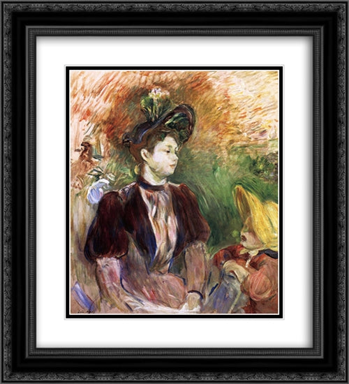 Young Woman and Child, Avenue du Bois 20x22 Black Ornate Wood Framed Art Print Poster with Double Matting by Morisot, Berthe