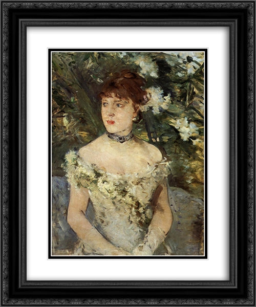 Young girl in a ball gown 20x24 Black Ornate Wood Framed Art Print Poster with Double Matting by Morisot, Berthe