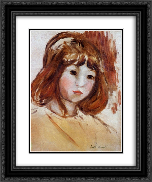 Portrait of a Young Girl 20x24 Black Ornate Wood Framed Art Print Poster with Double Matting by Morisot, Berthe