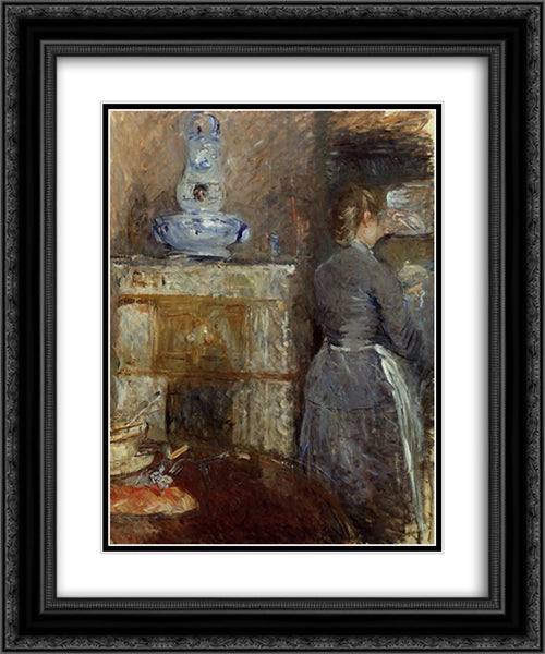 The Rouart's Dining Room 20x24 Black Ornate Wood Framed Art Print Poster with Double Matting by Morisot, Berthe