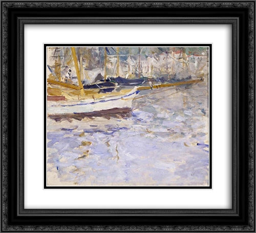 The Port of Nice 22x20 Black Ornate Wood Framed Art Print Poster with Double Matting by Morisot, Berthe