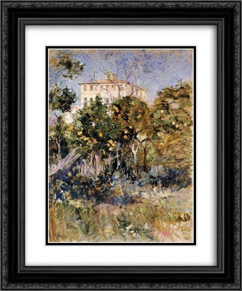 Villa with Orange Trees, Nice 20x24 Black Ornate Wood Framed Art Print Poster with Double Matting by Morisot, Berthe